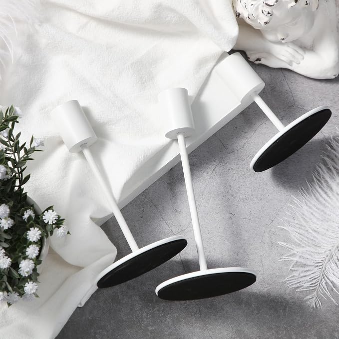 Sieral Candle Holders Bulk Taper Candlesticks Holders Set Modern Decorative Metal Candelabras for Wedding Anniversary Home Dinning Table Centerpiece Xmas Party Decor(Matte White,24 Pcs)