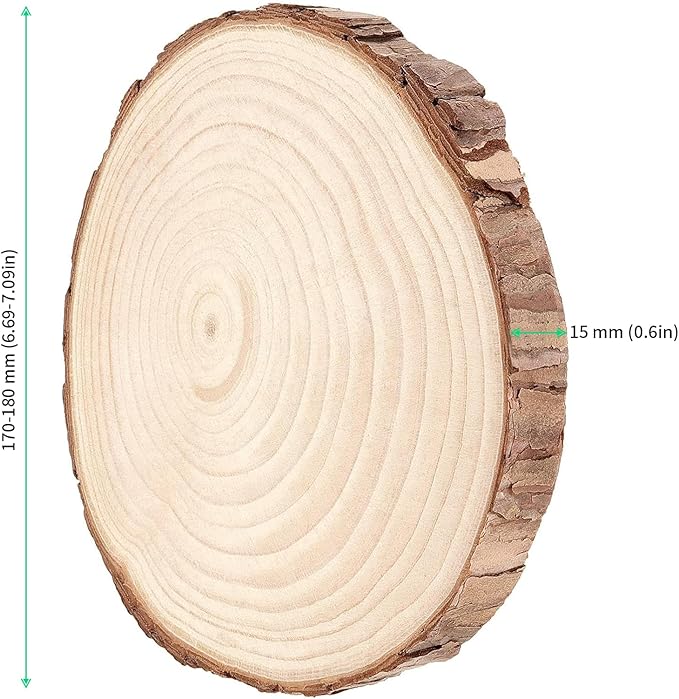 FUNSUEI 12 PCS 6.7-7 Inches Unfinished Natural Wood Slices, Natural Wood Coasters with Bark, Wooden Circles for DIY Arts and Crafts, Christmas Ornaments, Rustic Wedding Ornaments
