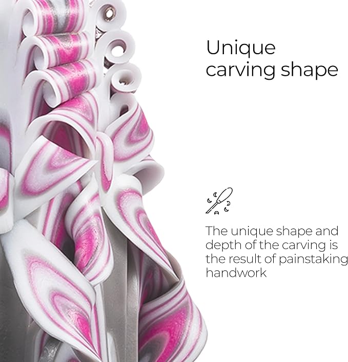 Carved Candles - Handmade Decorative Large Candle – Tall Long Burning Cute Spiral Candle for Women – for Home Decor, Cozy Cottage Core Gift - Mother's Day Gift for Mom - Crimson Haze N