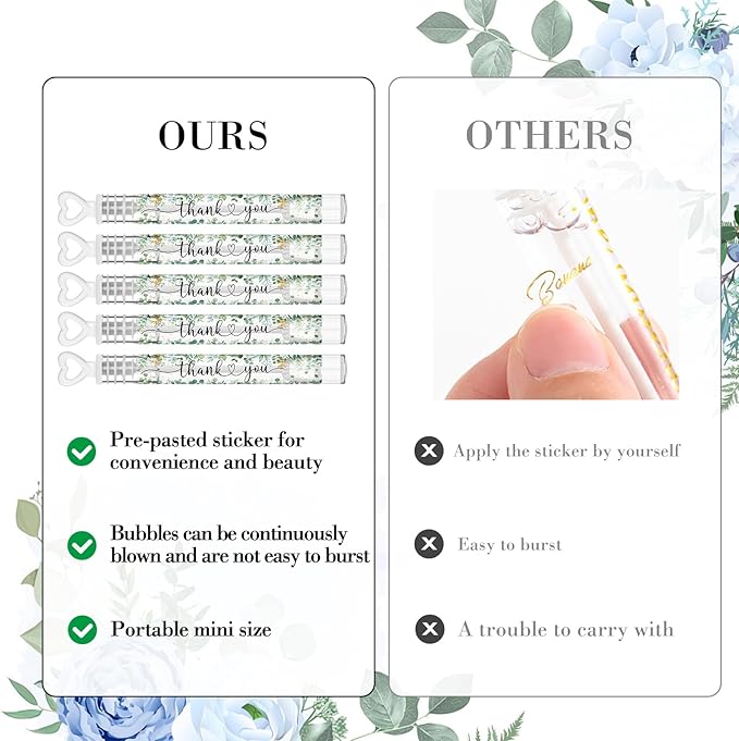 Hollowfly 120 Pack Green Eucalyptus Wedding Mini Bubble Wands for a Wedding Bulk White Heart Bubble for Guests Send off Wand Adult Bridal Exit Shower Party Supplies Valentine Anniversaries Celebration