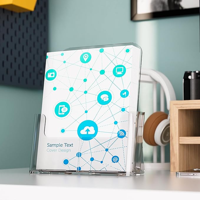 Brochure Holder 8.5x11 Inch Acrylic Literature Holders Clear Plastic Flyer Display Stand Countertop Use or Wall Mount Pamphlet Holder Organizer for Office, Lobby, Hotels, Trade Shows, 2 Pack