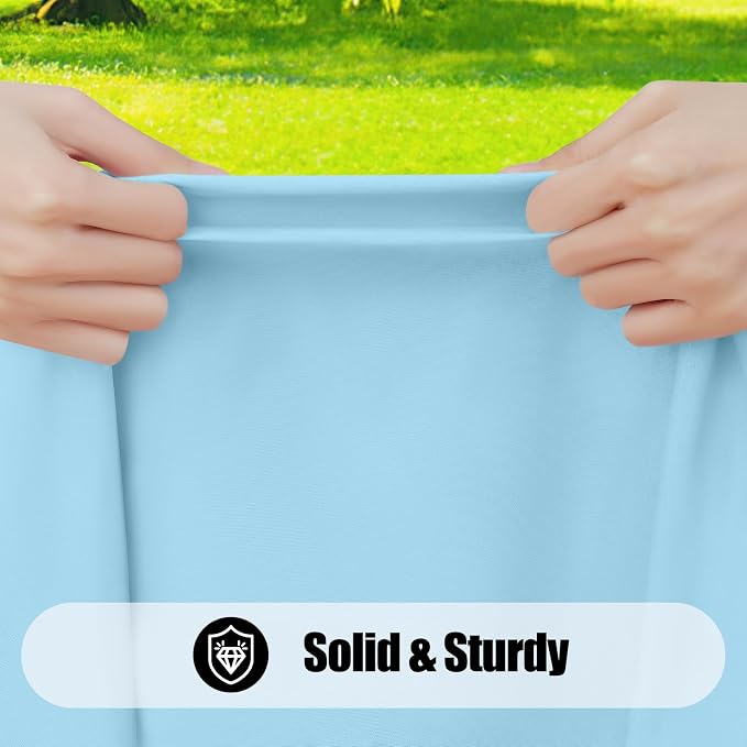 Smiry 4 Pack Rectangle Picnic Table Cloth, Waterproof Elastic Fitted Tablecloths, Washable Polyester Rectangular Patio Table Cover for Camping, Indoor and Outdoor (Light Blue, 30"x96")