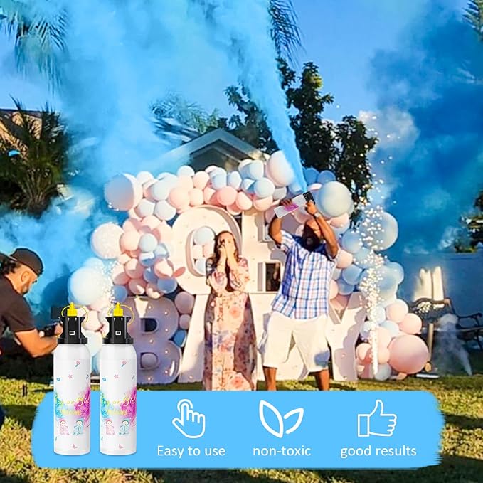 SRG Large Gender Reveal Fire Extinguisher Color Blaster | 2 Packs Baby Boy Blue Gender Reveal Extinguisher Smoke | Gender Reveal Decorations & Ideas | Long Lasting（Blue）