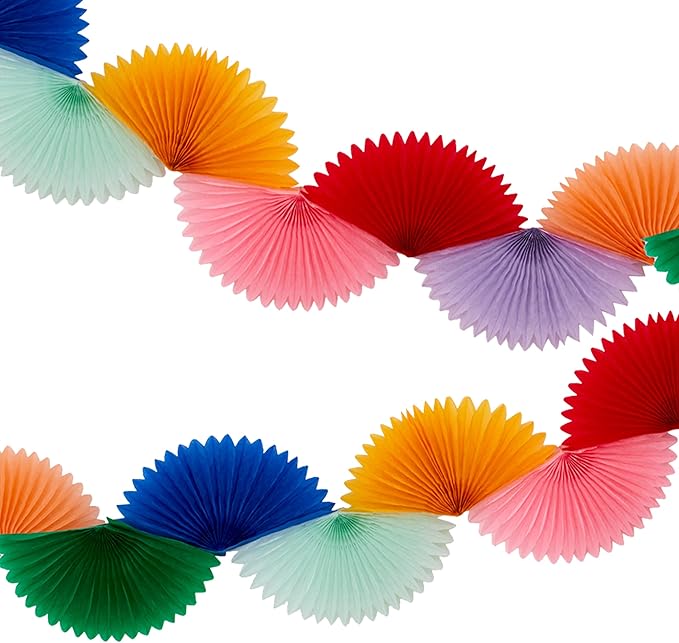 Meri Meri Rainbow Honeycomb Fan Party Banner (Pack of 1), 8' Party Garland (9' Including Excess Cord)