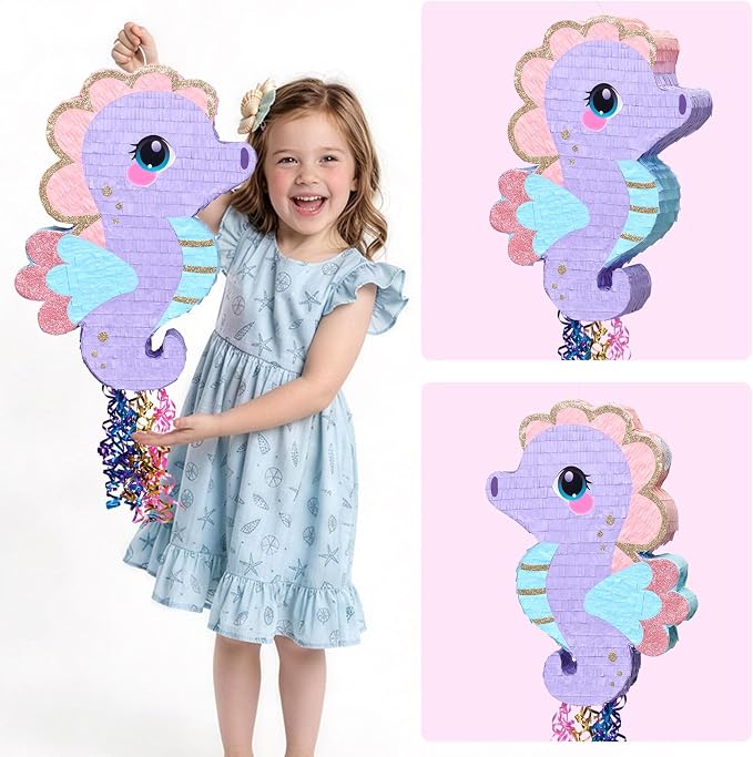 WERNNSAI Seahorse Piñata - Ocean Birthday Decoration Ocean Animal Piñata
