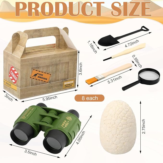Bucherry 56 Pcs Dinosaur Eggs Dig Kit Toys for Kids Dinosaur Party Favors Dino Treat Boxes Telescope Excavation Tools Eggs Surprise Dino Birthday Decorations for Boys Girls