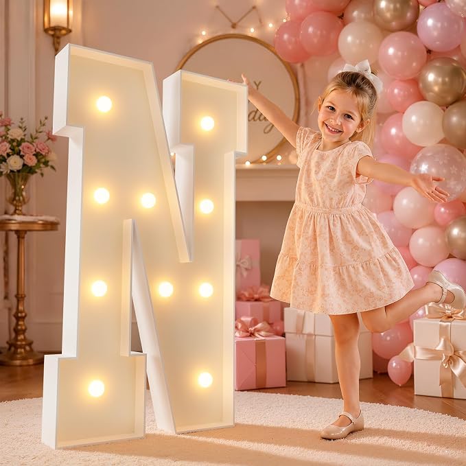 imprsv 4FT Marquee Light Up Letters for Birthday Party Decorations Large Marquee Letters for Wedding Event Bridal Shower Engagement Anniversarty Party Decor,Letter N