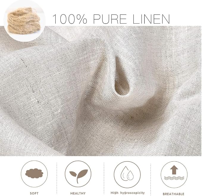 Simple&Opulence Premium 100% Linen Hemstitch Tablecloth-60 x 120 Inch Natural Linen, Natural Fabric, Rectangular Tablecloth for Indoor and Outdoor Use