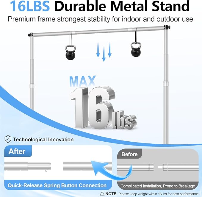 8 x 8FT Backdrop Banner Stand, Heavy Duty Adjustable Photo Background Support Frame Kit, Step and Repeat Stand for Photo Booth, Parties, Exhibition, Trade Show, Wedding - Silver
