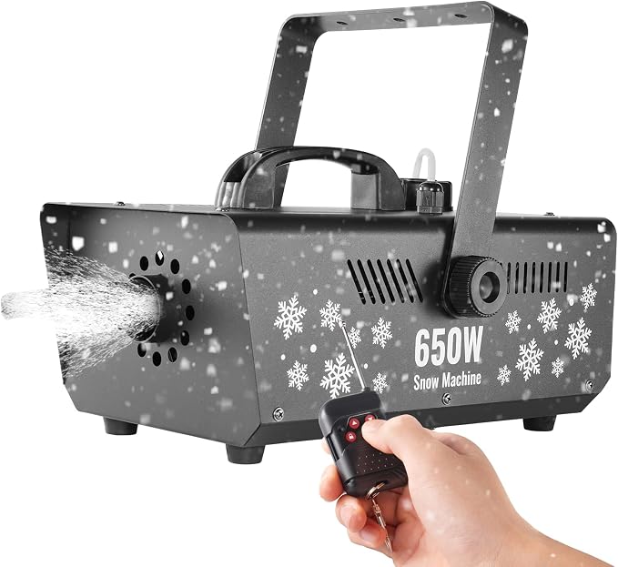 VEVOR Snow Machine, 650W Wireless Remote Control Snow Maker Machine with 1L Tank High Output Portable Premium Artificial Snowflake Machines for Christmas Holidays Parties Wedding Stage Effect