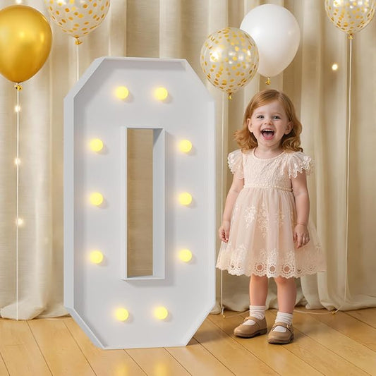 4FT Marquee Numbers 0 Light Up Numbers for Party Foam Cardboard 10th 50th 2026 Graduations Birthday Party Decorations Backdrop Anniversary Sign 0