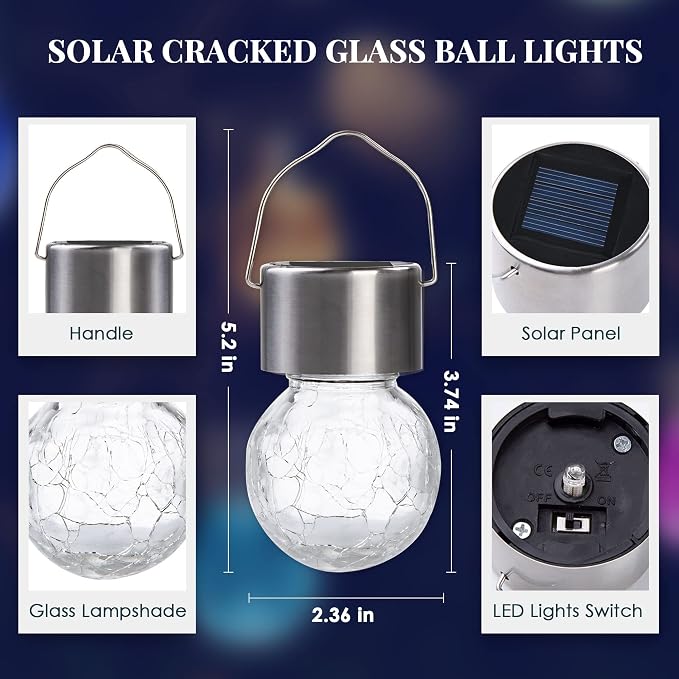 SOLPEX 12 Pack Solar Outdoor Lights Decorative, Hanging Christmas Decoration Solar Light Outdoor Solar Powered Waterproof Lights, Hanging Globe Light for Garden, Yard, Patio, Lawn(Color Changing)