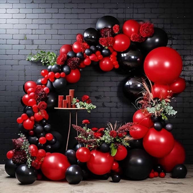 Black Balloon Arch Garland Kit Double Stuffed Matte Black Balloons Different Sizes Latex Premium 18 12 10 5 Inch Balloons for Birthday Graduation Wedding Anniversary Baby Shower Retirement Party Decor