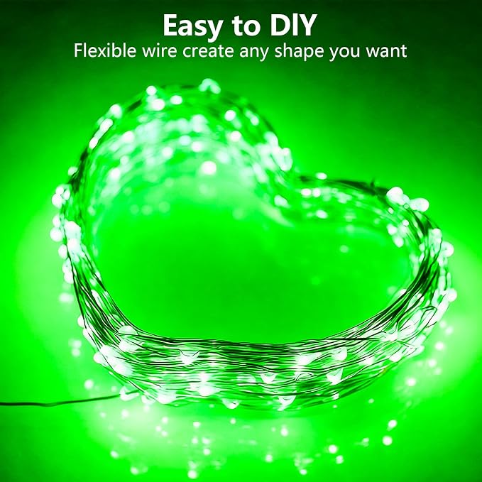 YEGUO Fairy Lights Battery Operated, 6 Pack Each 16ft 50 LED Green Mini String Lights, 2 Modes Silver Wire Christmas Twinkle Light Indoor for Halloween Bedroom Wedding Party Holiday Gift