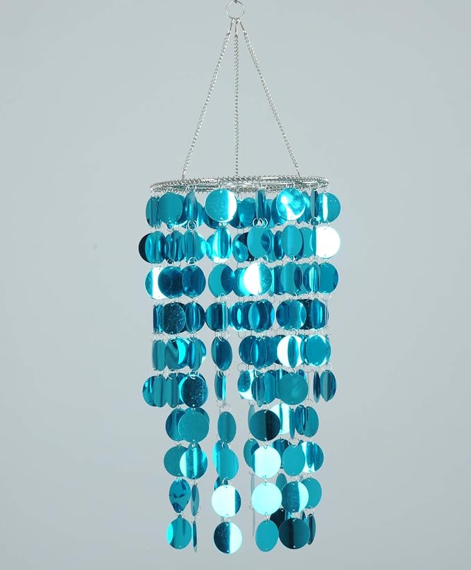 Blue Bling Hanging Chandelier,W8.5 H18,Great idea for Wedding Chandeliers Centerpieces Decorations and Any Event Party Decor
