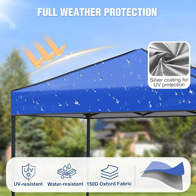 6x4 Pop Up Canopy Tent, Instant Portable Beach Canopy, Outdoor Tent with Carry Bag for Camping, Sports, Tailgating, Events, Blue