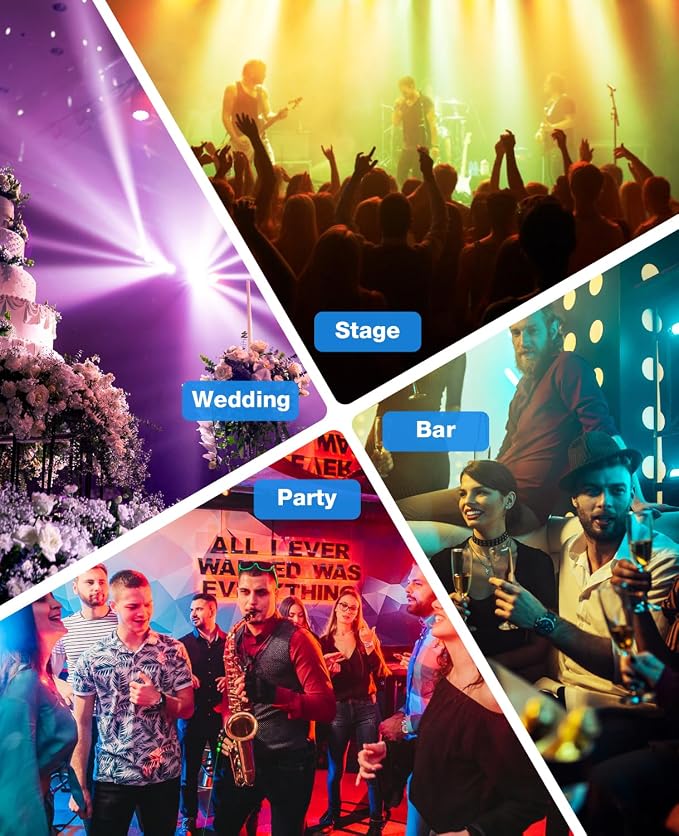 84LEDs Stage Lights 2 Pack 150W RGB Par Light Corded Party Uplights with Sound Activated and DMX Control for DJ, Disco, Wedding, Club, Bars, Birthday Party, Festivals Stage Lighting