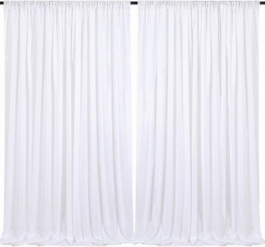 B-COOL White Sequin Backdrop Curtains 2 Packs Sparkle Backdrop White 5ftx8ft Fabric Glitter Photography Drapes for Party Baby Shower Wedding Birthday Decoration