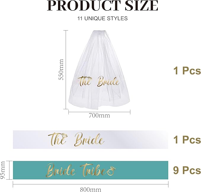 Bachelorette Sashes and Bridal Veil Set Bride Tribe Sash Bachelorette Party Favors