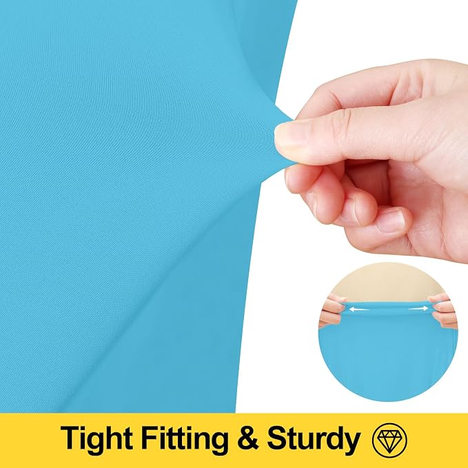 Smiry Spandex Tablecloth, Elastic Fitted Stretch Tablecloth for 8FT Rectangle Tables, Waterproof Washable Table Cover Skirt for Outdoor, Wedding, Banquet & Parties (Blue Mist, 96Lx30Wx30H Inch)