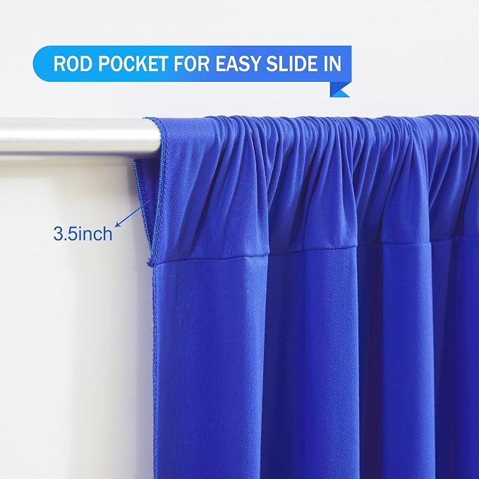 Royal Blue Backdrop Curtains 10 Panels - Wrinkle-Free Polyester Photography Drapes for Baby Shower & Birthday Party - 40 X 10FT