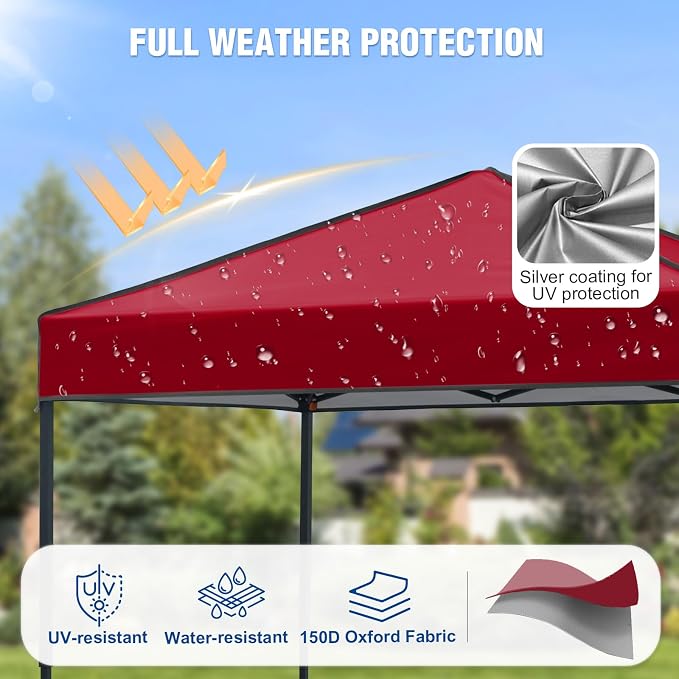 6x4 Pop Up Canopy Tent, Instant Portable Beach Canopy, Outdoor Tent with Carry Bag for Camping, Sports, Tailgating, Events, Burgundy