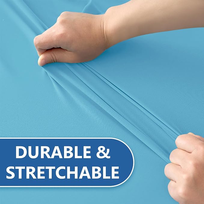 Cocktail Table Covers-Spandex Round High Top Table Cloths 6 Pack 32x43 Inch-Light Blue Stretch Fitted Bar Tall Tablecloth for Pub Bistro Highboy Party Banquet Height Folding Satnding Tables