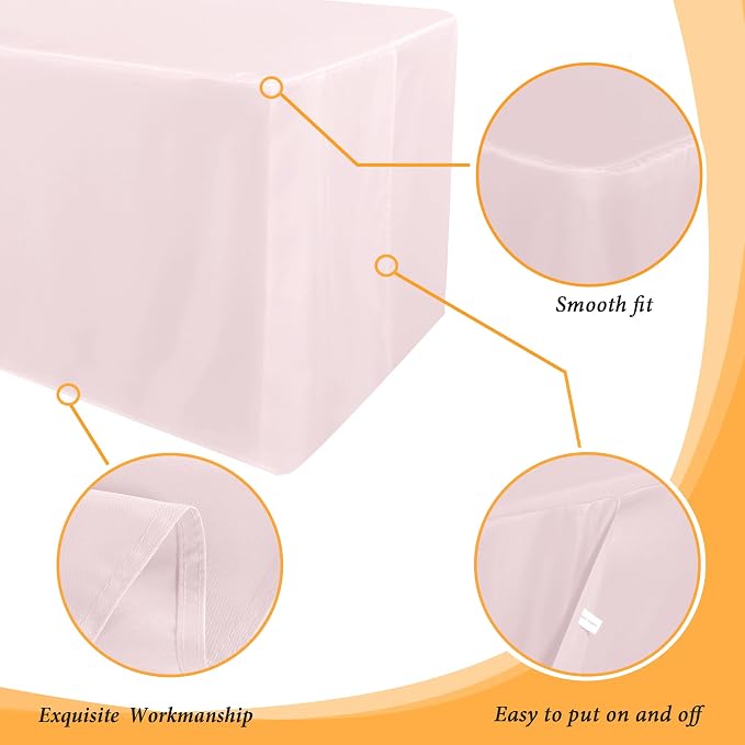 Obstal 2 Pack Table Clothes for 6 Foot Rectangle Tables - Water Resistant Washable Fabric Polyester Rectangle Table Cover Protector for Wedding, Banquet and Trade Shows, 72L x 30W Inches, Dusty Pink