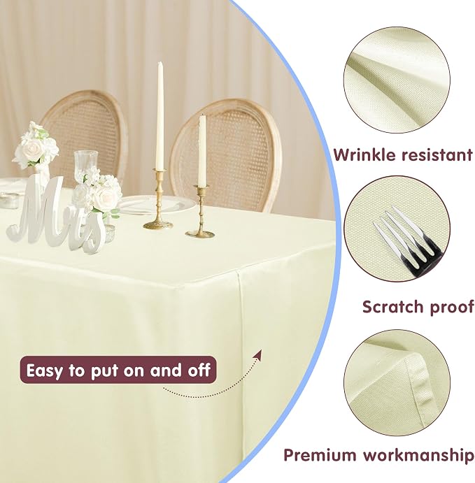 HolidayIdeas Fitted Table Covers for 6 Foot Tables - 72 x 30 Inch - 2 Pack Rectangle Beige Table Clothes Fabric Tablecloth for Folding Table, Parties, Holiday Dinner, Wedding, Trade Show