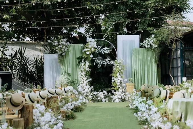 MLMW Sage Green Chiffon Fabric Sheer Fabric by the Yard 10 Yards 60" Wide Wedding Arch Draping Fabric Sheer Material for Party Backdrop Curtain Arch Ceiling Decor