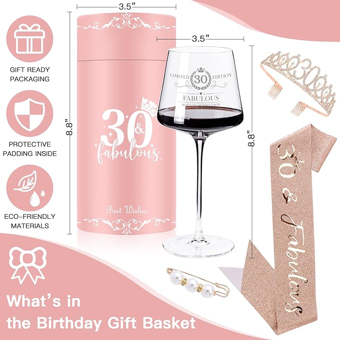30TH Birthday Gifts for Women,her,In my 30 Year Old Birthday Decorations For Her,30&Fabulous Sash and Tiara For Women,Friends,Sister-Turning 30th Party Favor Supplies