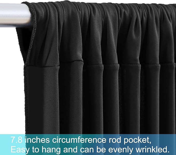 4 Panels Black Backdrop Curtains for Wedding Party Wrinkle Free Backdrops Curtain Drapes Fabric Decorations Photo Back Drop Cloth for Baby Shower Photography Stage Reception 20ft(W) x 12ft(H)