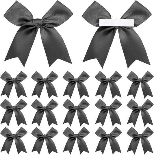 50 Pieces Gift Wrap Bows Premium Satin Ribbon Bows 3.3 Inch Craft Bows for Gift Wrapping DIY Treat Bags Holiday Gifts Bag Party Decorations, Wedding Decor Christmas Birthday Presents (Black)