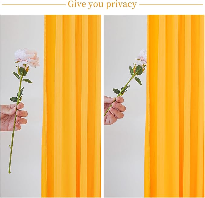 10x10 Marigold Backdrop Curtain for Parties Wrinkle Free Orange Photo Curtains Backdrop Drapes Fabric Decoration for Wedding Birthday Party Baby Shower 5ft x 10ft,2 Panels