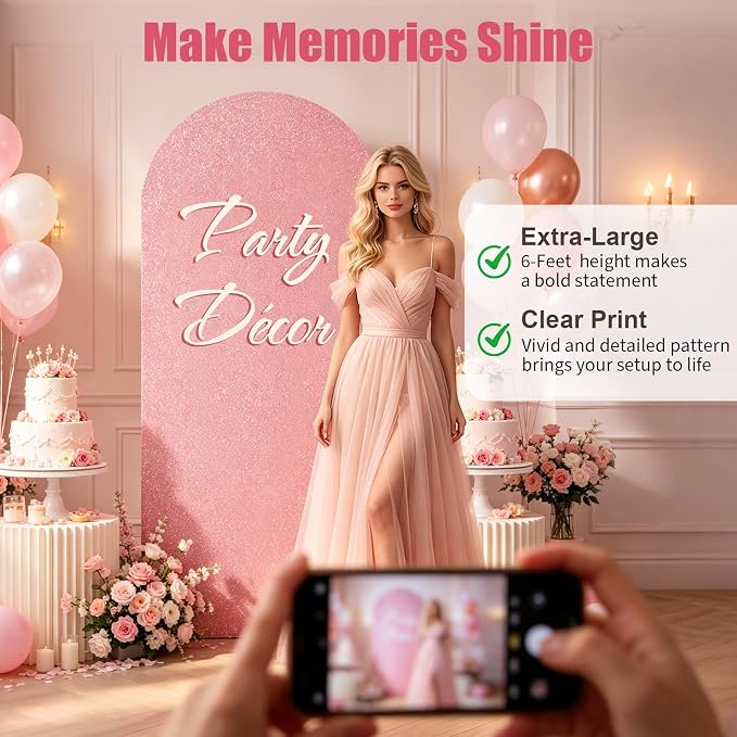 6FT Arch Backdrop with Stand Set, No-Tip Stability Foam Board Photo Booth Background for Wedding Birthday Party Ceremony Baby Shower Banquet Decoration Reusable - White