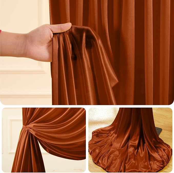 10x10 ft Terracotta Glitter Backdrop Curtain for Parties, Wrinkle Free Glitter Photo Backdrop Drapes 2 Panels 5x10FT Shimmer Back Drop Cloth for Wedding Birthday Christmas Photography Background Decor