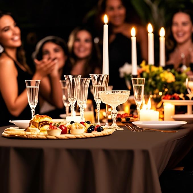 54IN X 160FT Plastic Table Cover Roll with Cutter Box, Cut to Size Plastic Table Cloths for Parties, Birthday, Disposable Tablecloth Roll for All Shape Tables (Brown, 54 Inch X 160 Feet)