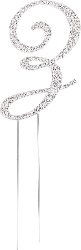 LOVENJOY Gift-Boxed Rhinestone Monogram Cake Topper Letter Z Silver