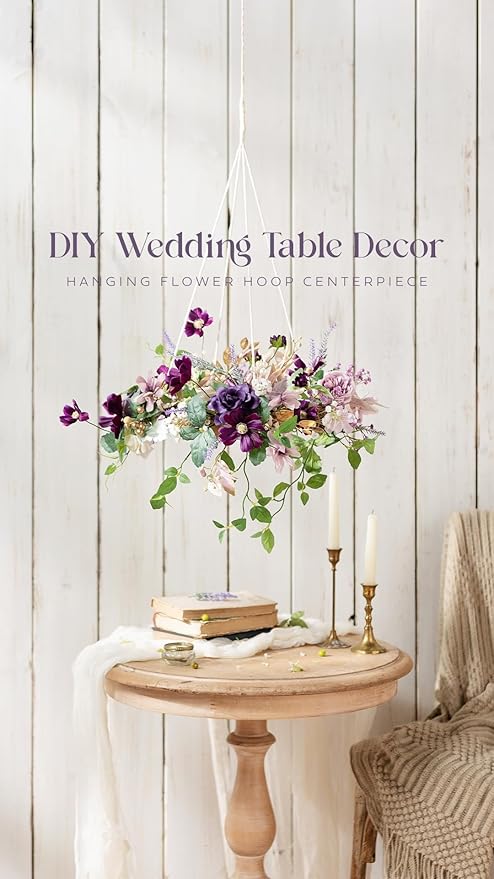 Ling's moment Artificial Flowers and Greenery for DIY Lilac & Cream Deluxe Box Wedding Bouquet Centerpieces Floral Arrangement Decor