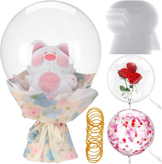 Sosation 16 Pcs Bobo Balloons Bulk 26" and 30" Clear Wide Mouth Bubble Bobo Balloons for Stuffing Giant Large Transparent with Rubber Band for Wedding Mother's Day Birthday Party Decor(26")