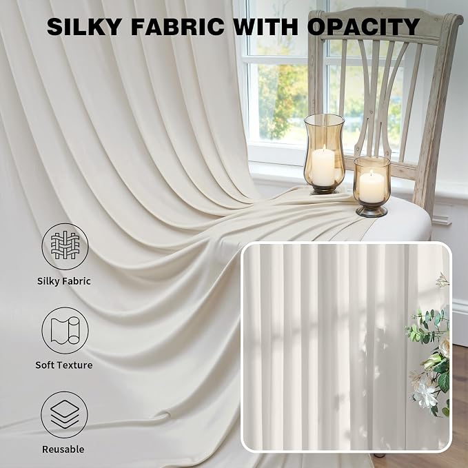 30ftx12ft Beige Backdrop Curtains for Parties, Wrinkle Free Polyester Beige Photo Backdrop Drapes 6 Panels 12 ft Long Back Drop Cloth for Wedding Birthday Photography Background