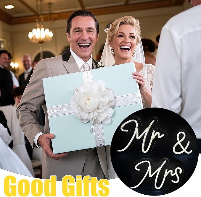 Mr and Mrs Neon Sign for Wedding Neon Light LED Backdrop Wall Decor USB Wedding Reception Decoration Gifts for Anniversary Engagement Banquet
