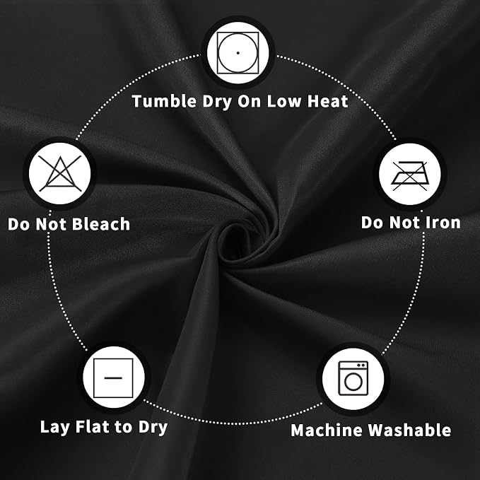 PureFit 10 Pack Round Black Table Cloths 120 Inch for Round Tables, Stain and Wrinkle Resistant Table Linens for Home Use, Wedding, Party, Banquet and Camping