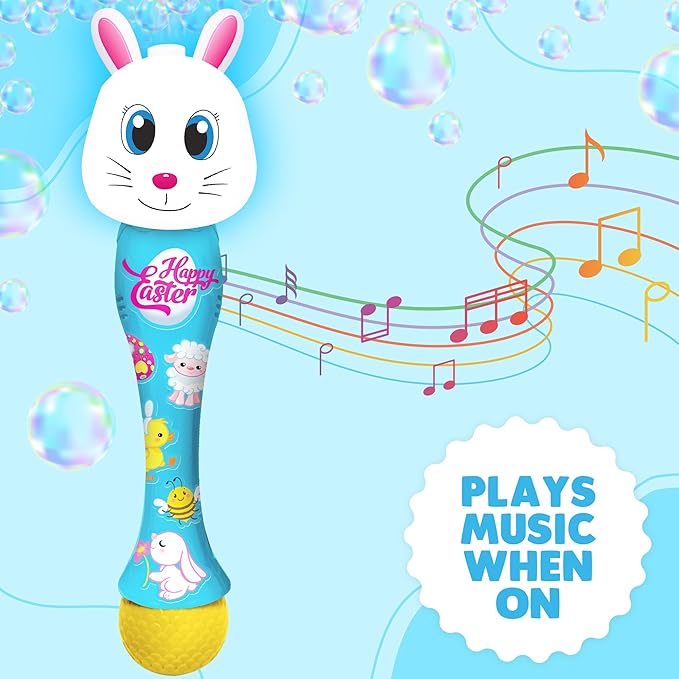 ArtCreativity Easter Bunny Bubble Wand (2 Pack), Easter Basket Stuffers for Toddler, 14" Light Up Automatic Bubble Maker with LED & Music, Bubbles for Kids, Toys for Toddlers