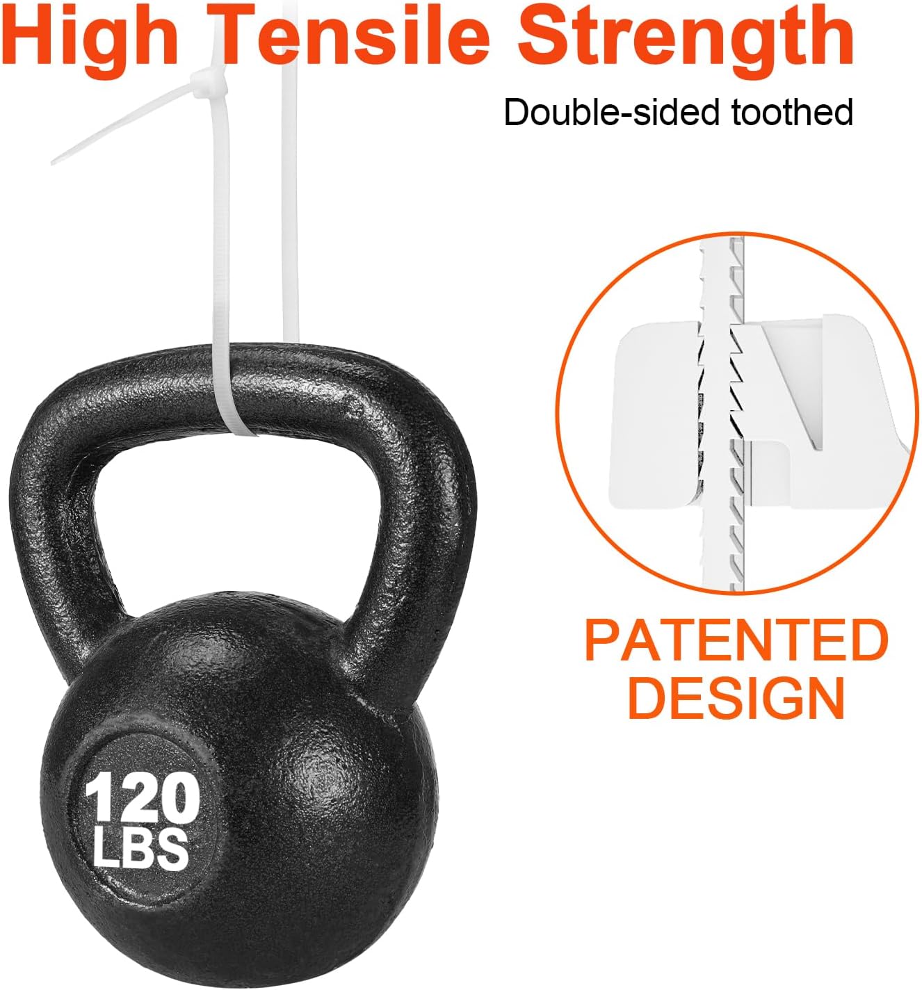 18 Inch Zip Ties Double Sided Toothed,120 LBS Tensile Strength Heavy Duty Cable Wire Ties With Self-Locking Adjustable More Durable Nylon Tie Wraps for Indoor Outdoor White（100 Pack）