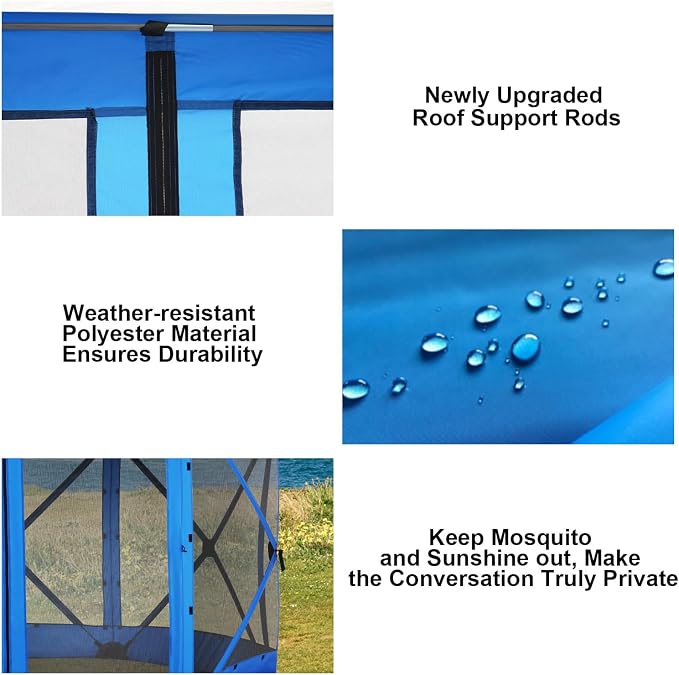 COBIZI 12x12 FT Pop Up Canopy Extendable Tent, Gazebos On Clearance with Removable Roof, Screened in Gazebo with sidewalls, Screen Tents Portable carpas para Patio for Outdoor Camping,Backyard,Blue