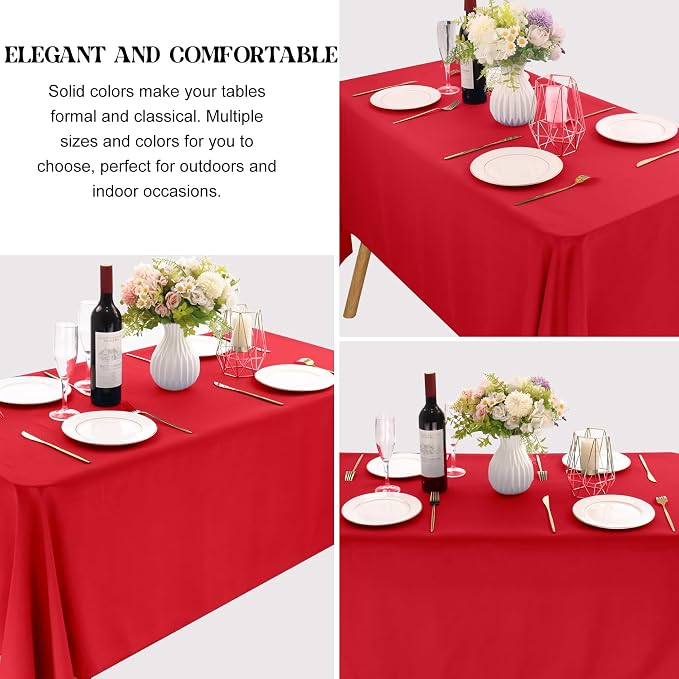 4 Pack Rectangle Tablecloth 90x132Inch Red Washable Polyester Table Cover for Wedding Dining Table Buffet Parties Banquet Decoration（Red）