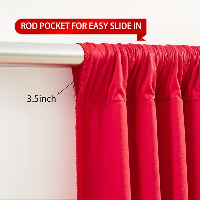 Red Backdrop Curtains 2 Panels-Wrinkle-Free Polyester Photography Drapes Party Photo Backgrounds for Wedding Christmas Photo Backdrops- 8 X10FT (Red)