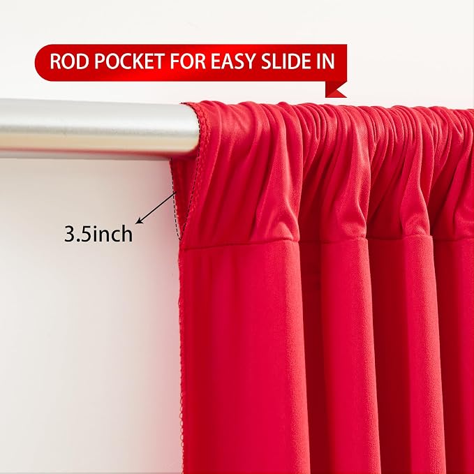 Red Backdrop Curtains 2 Panels-Wrinkle-Free Polyester Photography Drapes Party Photo Backgrounds for Wedding Christmas Photo Backdrops- 8 X10FT (Red)