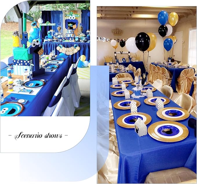 fani 10 Pack 60 x 126 Inch Tablecloth, Royal Blue Tablecloth for 8 Feet Rectangle Tables, Stain and Wrinkle Resistant Washable Fabric Table Cloth for Wedding Party Dining Table Buffet Parties Camping